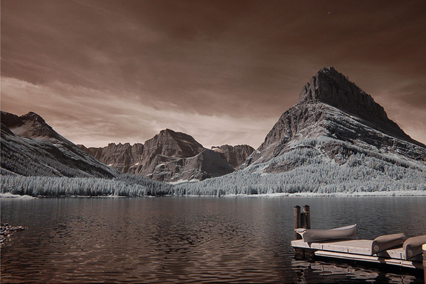 swiftcurrent lake and boat dock 45 Impressive Examples of Infrared Photography