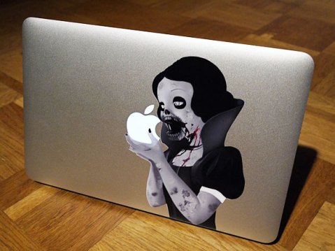 cool macbook stickers princess eating apple1 50+ Creative Macbook Pro Decals From Etsy