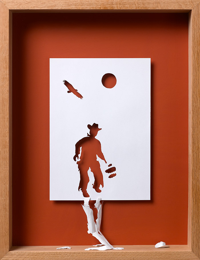 15 not as fast as his shadow ii 11 25 Striking Framed Papercuts by Peter Callesen