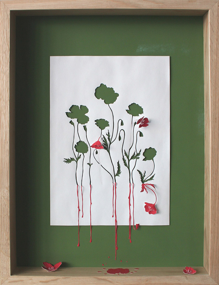15 red running poppies ii1 25 Striking Framed Papercuts by Peter Callesen