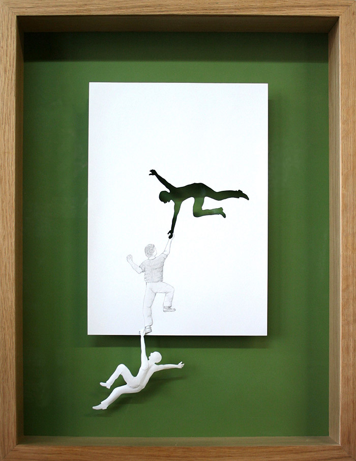 15 saving himself 11 25 Striking Framed Papercuts by Peter Callesen