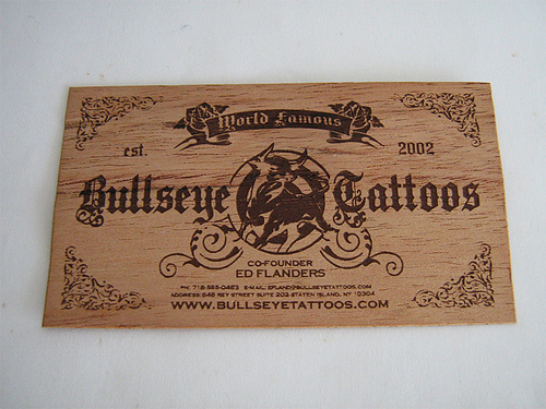 15 bullseye redcedar1 25 Unconventional Wooden Business Cards