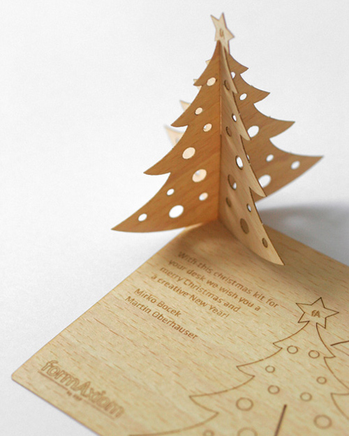 5 christmas themed card1 25 Unconventional Wooden Business Cards
