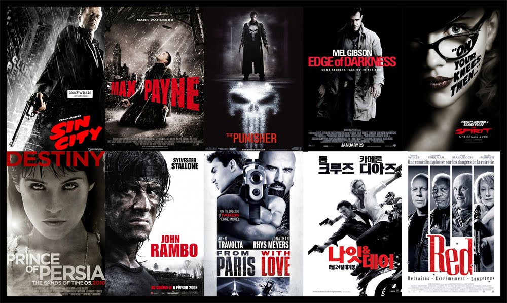 Black, White, Red - Action movies, a lot of guns