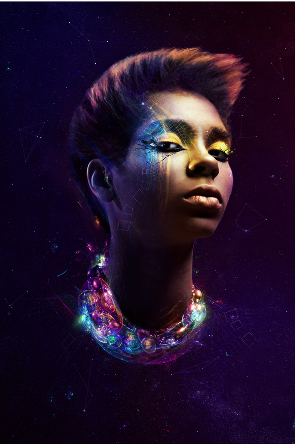 Create a Cosmic Space Girl 3D Photo Illustration