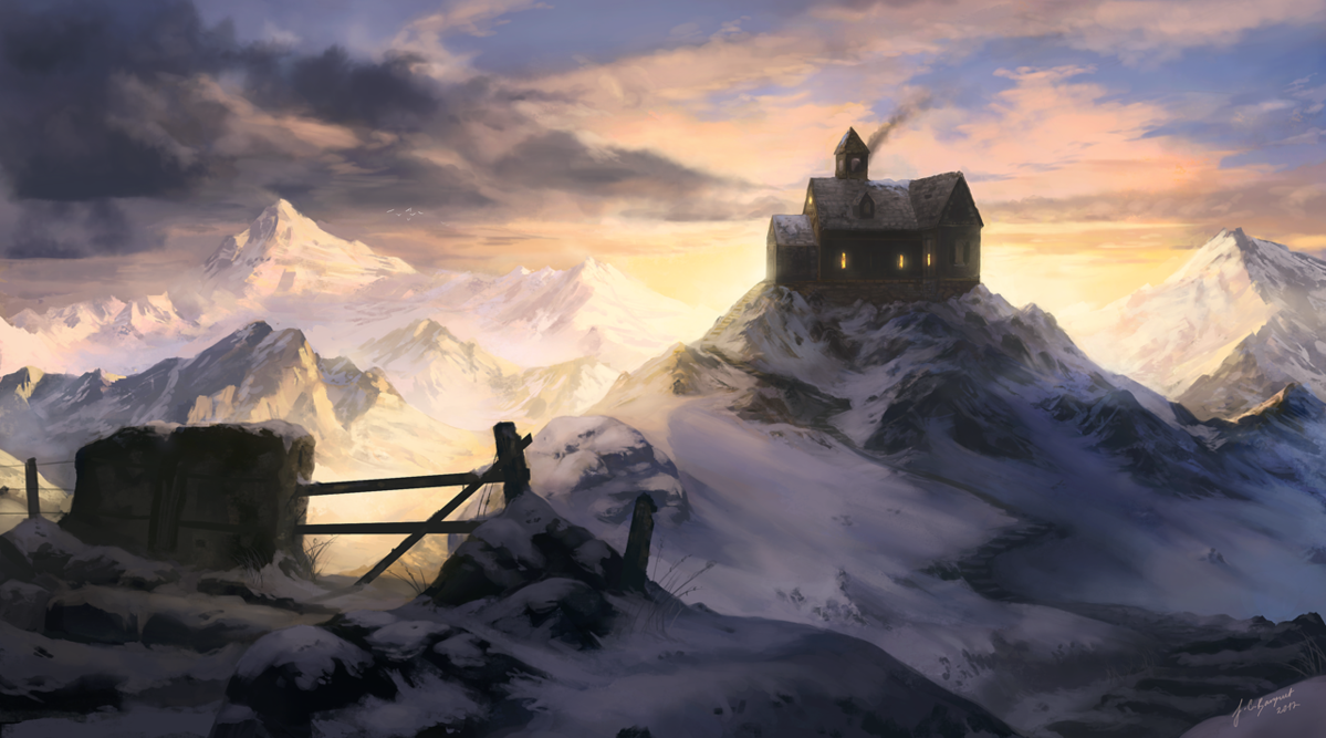 winter cottage by jcbarquet d4wk12r1 Digital Fantasy Paintings by Juan Carlos Barquet